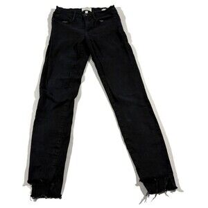 Frame Jeans Womens 24 Black Denim Le Skinny de Jeanne Mid Rise Stretch Cropped